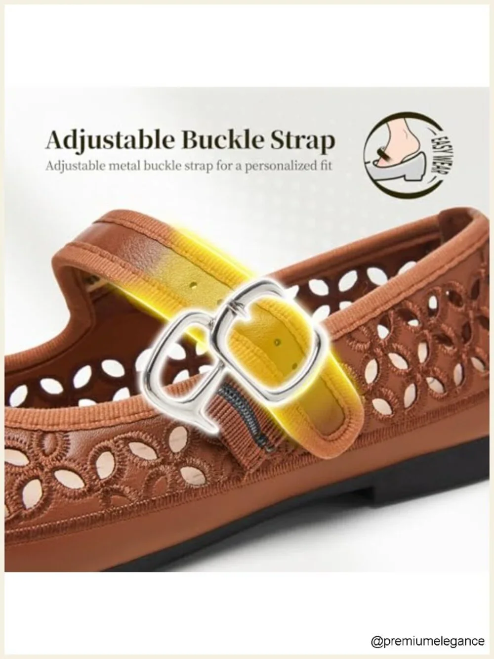 Perforated Mary Jane Flats Breathable Cutout Retro Flat Shoes Adjustable Strap